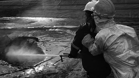 Pond cleaning in Mauritania